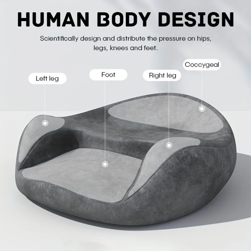 Memory Foam Meditation Cushion with Ergonomic Support | Gray Washable Zafu Pillow for Yoga, Sitting & Reading | Hip, Knee & Leg
