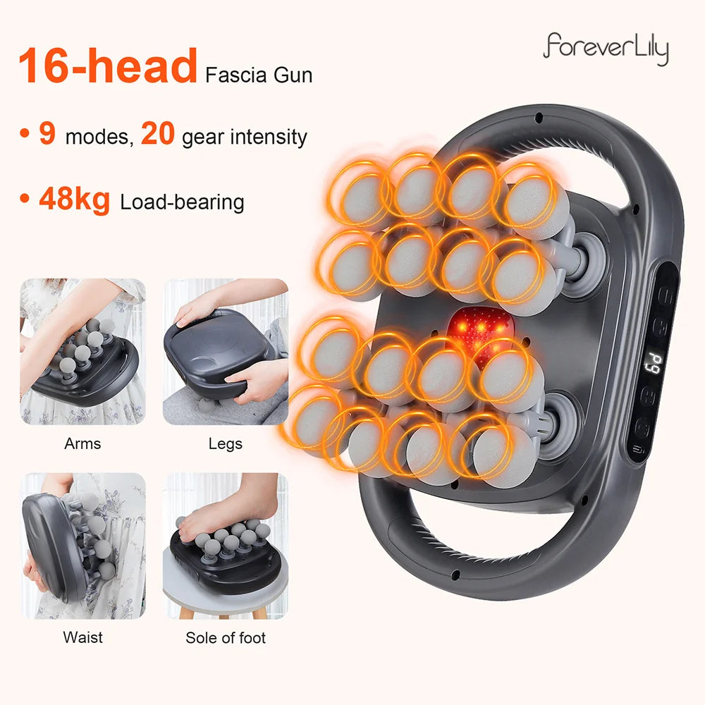 Revolutionary 16-Head High-Frequency Vibration Massage Gun for Comprehensive Muscle Relief and Relaxation