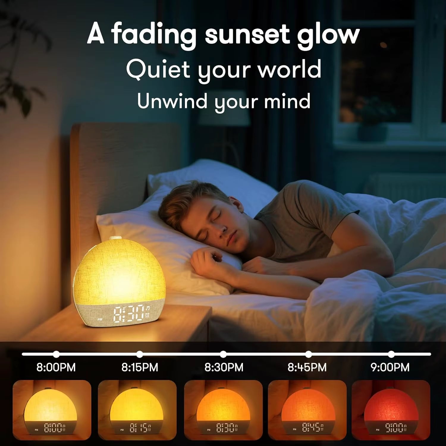 Sunrise Alarm Clock with White Noise Sound Machine, Dimmable RGB Night Lights, and Snooze Function - Perfect Sleep Aid and Gift Option