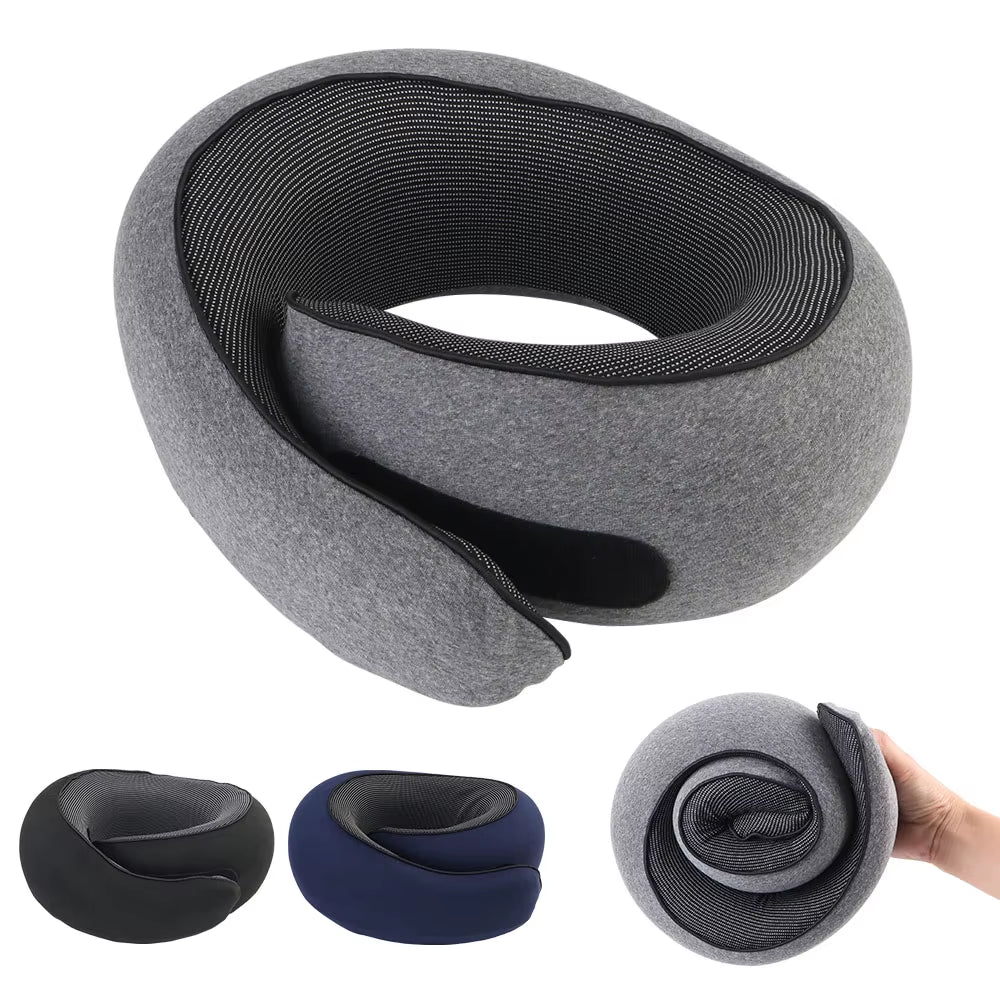Portable U-Shaped Memory Foam Travel Pillow for Neck Support and Comfort During Breaks