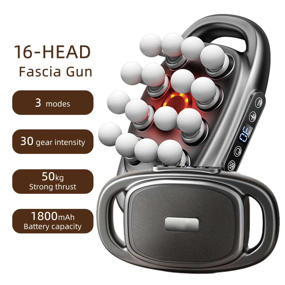 Revolutionary 16-Head High-Frequency Vibration Massage Gun for Comprehensive Muscle Relief and Relaxation