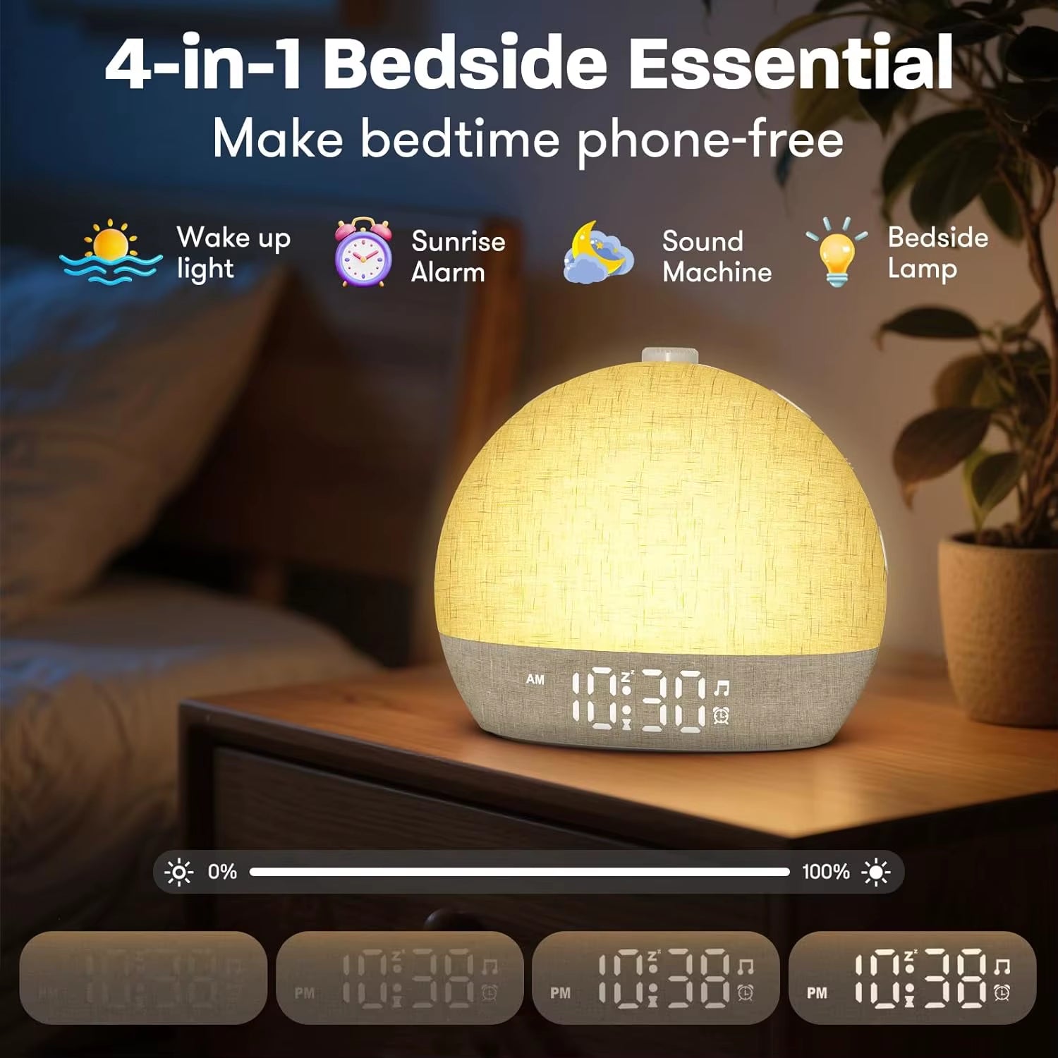 Sunrise Alarm Clock with White Noise Sound Machine, Dimmable RGB Night Lights, and Snooze Function - Perfect Sleep Aid and Gift Option