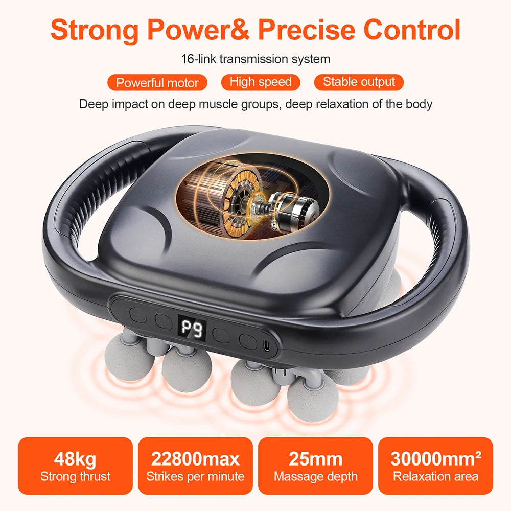 Revolutionary 16-Head High-Frequency Vibration Massage Gun for Comprehensive Muscle Relief and Relaxation