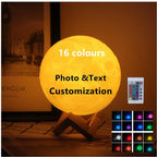 Customized Personality 3D Printing Moon Novelty Light Lunar USB Charging Night Lamp Touch/Remote 2/16 Colors Moonlight