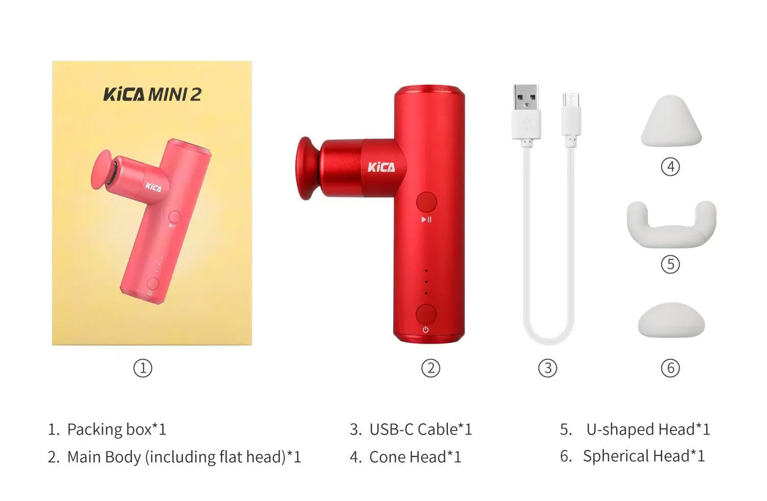 Elevate Your Recovery with the Kica Mini 2 Fascia Gun - Lightweight, Portable Massage Device with 3000 RPM and 3 Customizable Heads for Optimal Muscle Relief