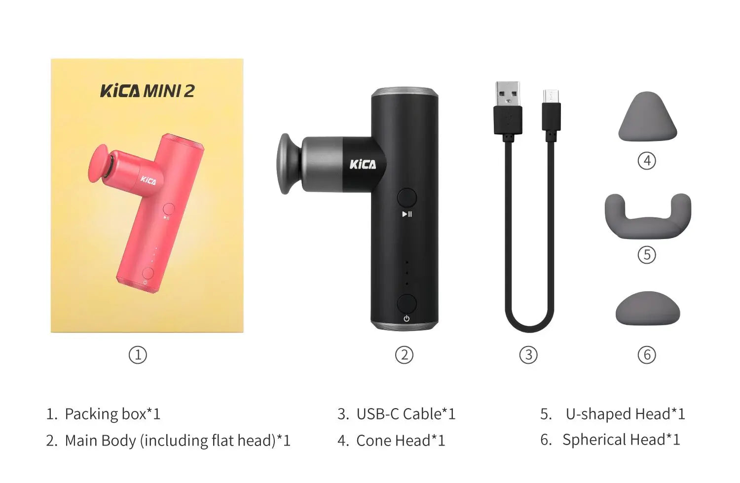 Elevate Your Recovery with the Kica Mini 2 Fascia Gun - Lightweight, Portable Massage Device with 3000 RPM and 3 Customizable Heads for Optimal Muscle Relief