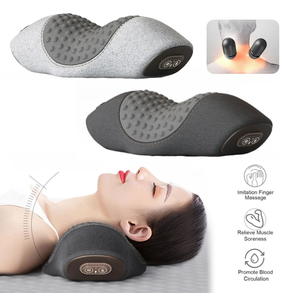 Revolutionary Electric Neck Massager Pillow with Soothing Heat, Vibration, and Cervical Stretching for Ultimate Comfort and Relief