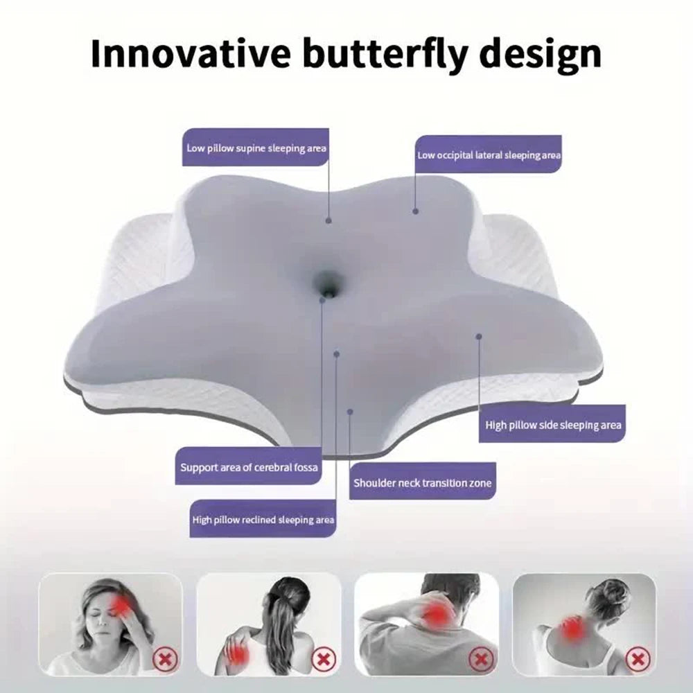 Transform Your Sleep with Our Butterfly Shaped Memory Foam Cervical Pillow - Ultimate Neck Support for Pain Relief and Relaxation