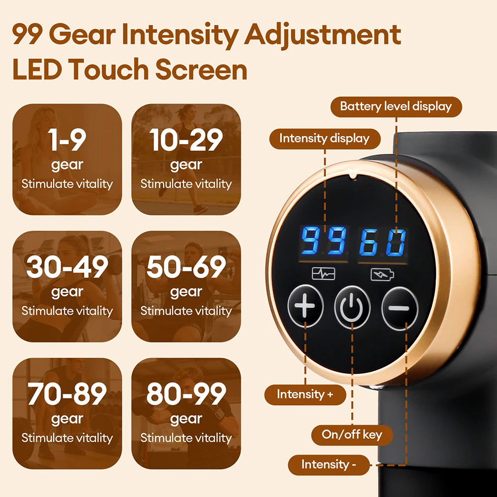 Unlock Deep Tissue Relief with the 11-in-1 High-Performance Massage Gun – 99 Adjustable Levels for Ultimate Muscle Recovery