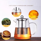 Heat-Resistant Borosilicate Glass Teapot with Removable Stainless Steel Infuser – Clear Tea Kettle for Kung Fu Tea Brewing Set