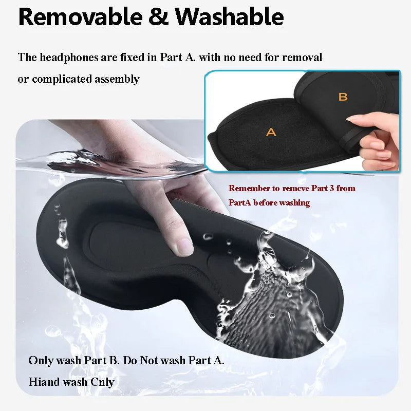 Discover the Ultimate 3D Bluetooth Wireless Sleeping Headphones with Adjustable Blindfold - Soft, Washable, and Perfect for Handsfree Calling!
