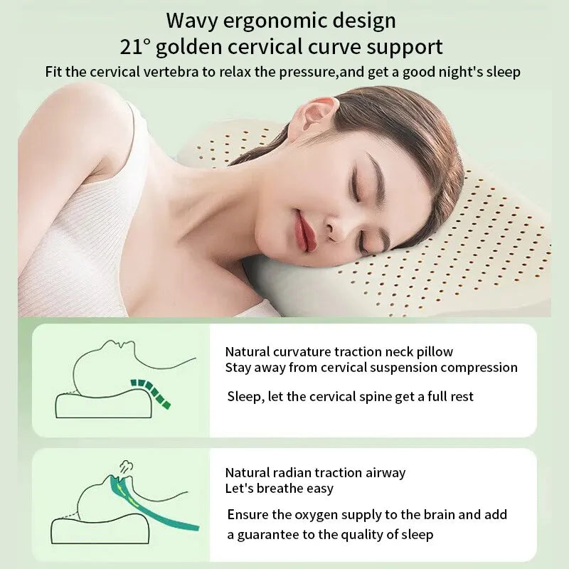 Revolutionary Natural Latex Cervical Pillow - Ultimate Memory Foam Support for Restful Sleep at Home and Beyond