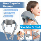 Revitalize Your Day with the 26W Wireless Neck and Shoulder Massager - Ultimate Kneading Relief for Trapezius and Cervical Tension