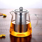 Heat-Resistant Borosilicate Glass Teapot with Removable Stainless Steel Infuser – Clear Tea Kettle for Kung Fu Tea Brewing Set