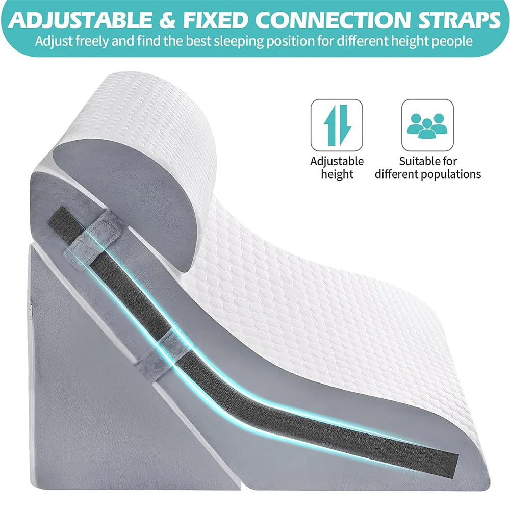 Revolutionary 3-in-1 Memory Foam Wedge Pillow Set for Ultimate Neck, Back, and Shoulder Pain Relief - Your Solution to Anti-Acid Reflux Comfort