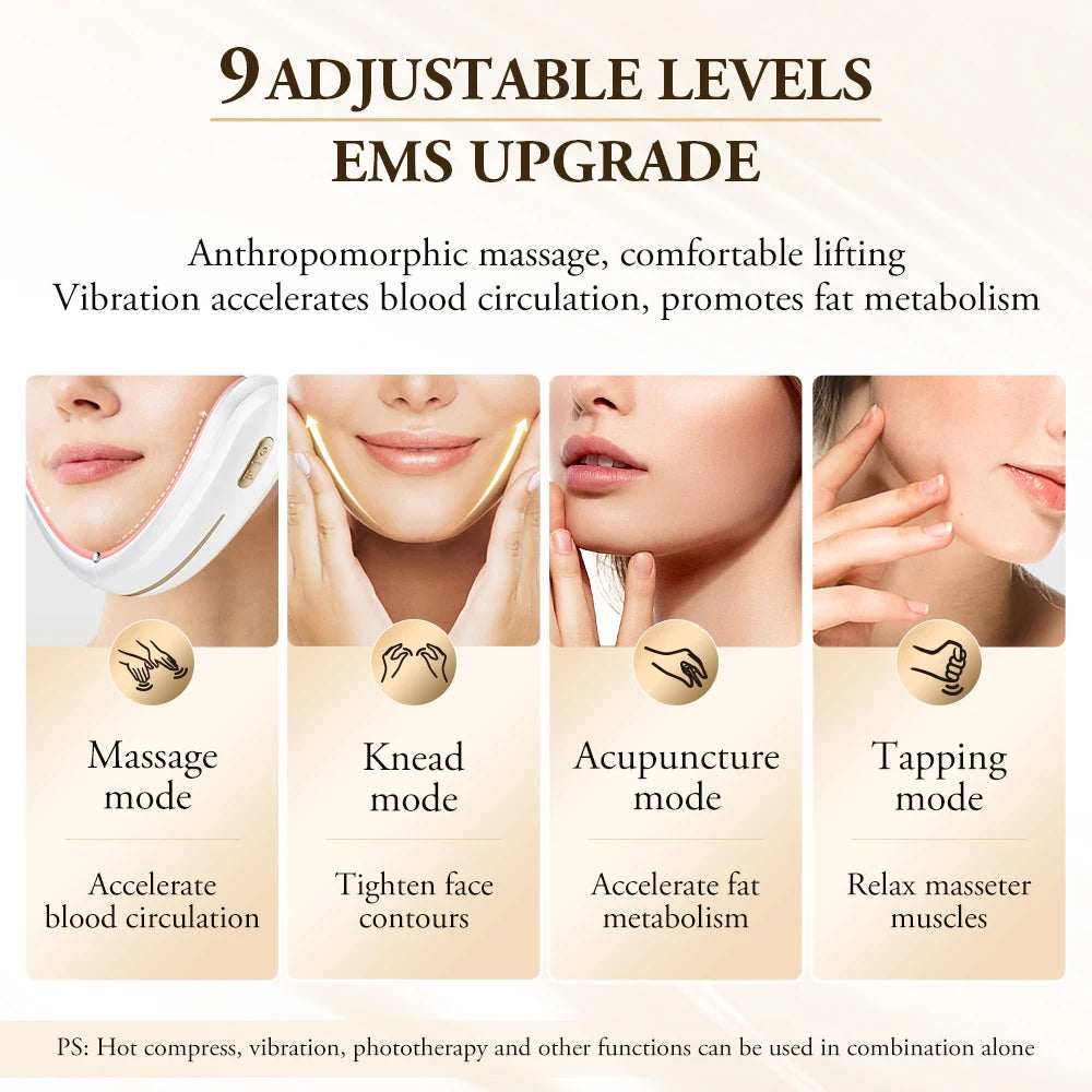Revolutionary V-Face Lifting Device: EMS Technology for Double Chin Reduction, Facial Slimming, and Rejuvenating Light Therapy
