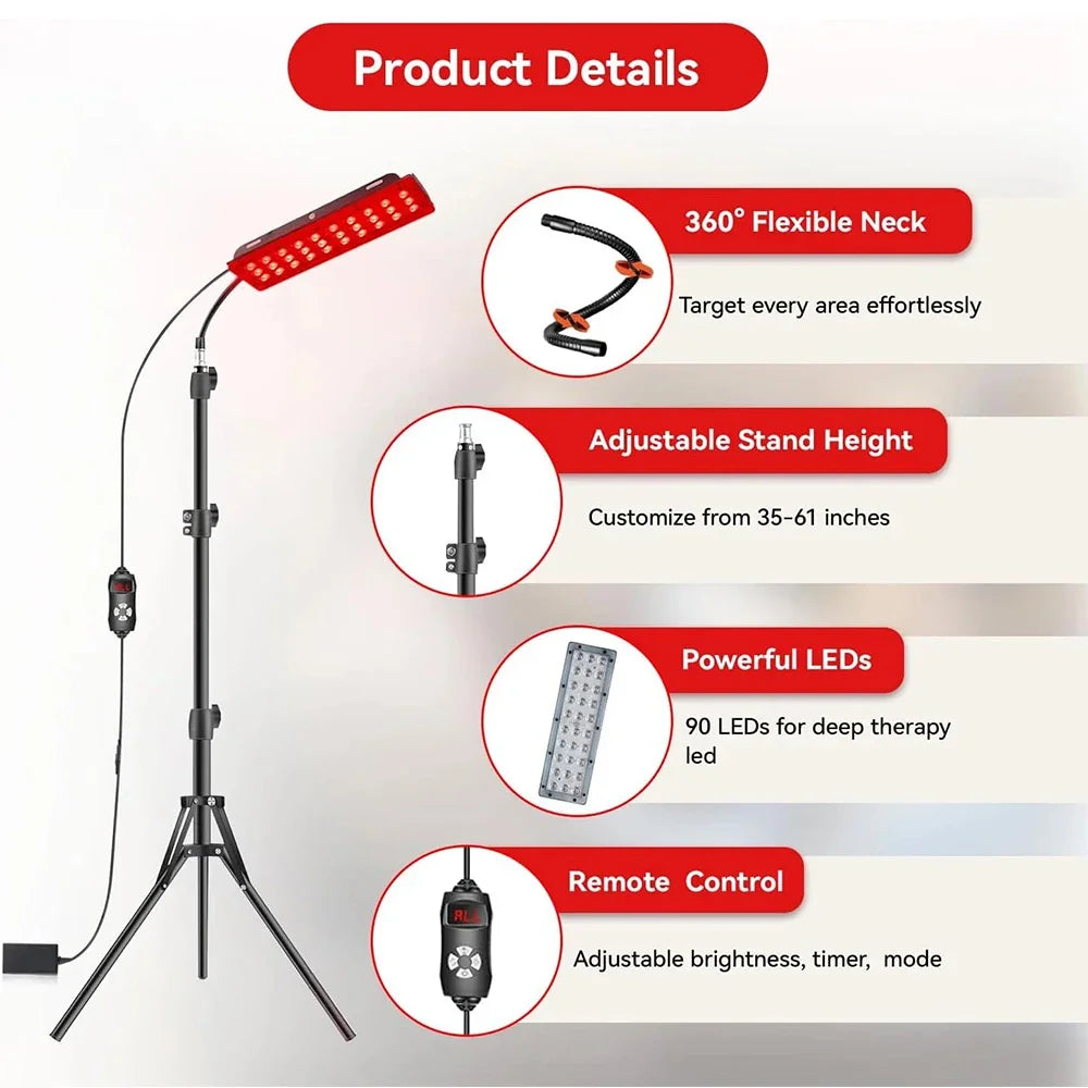 Revolutionary LED Red Light Therapy Lamp for Ultimate Pain Relief and Skin Rejuvenation - Infrared Light Device (660nm & 850nm)