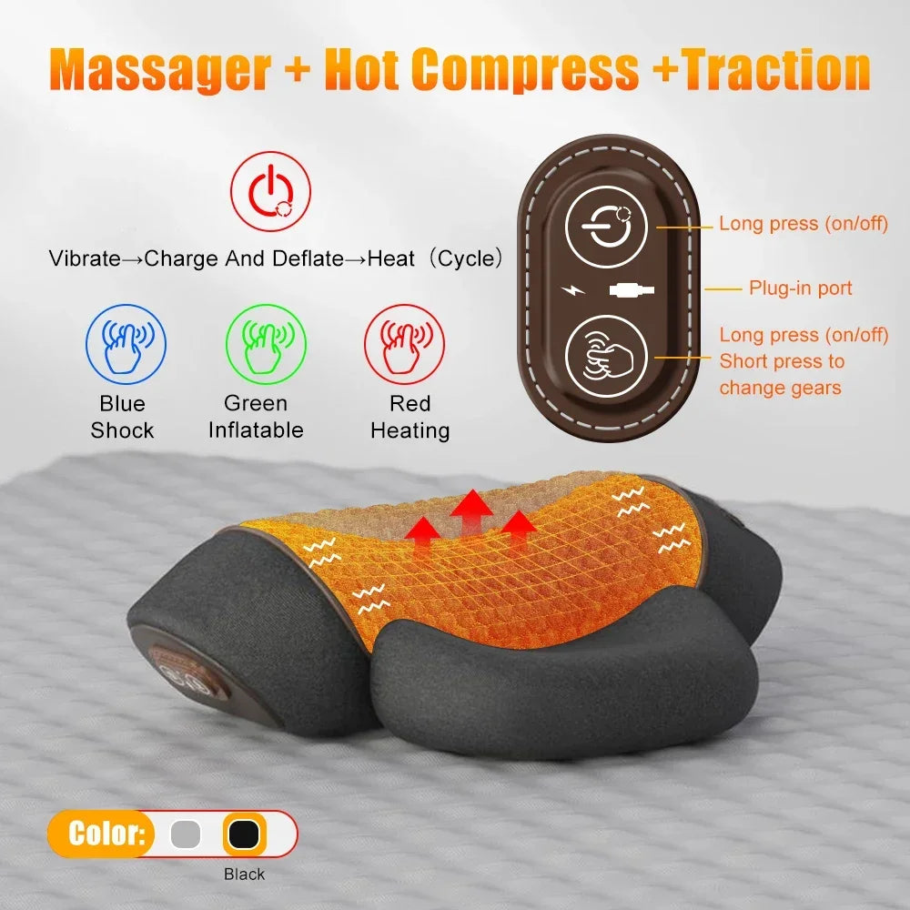 Revolutionary Electric Neck Massager Pillow with Soothing Heat, Vibration, and Cervical Stretching for Ultimate Comfort and Relief