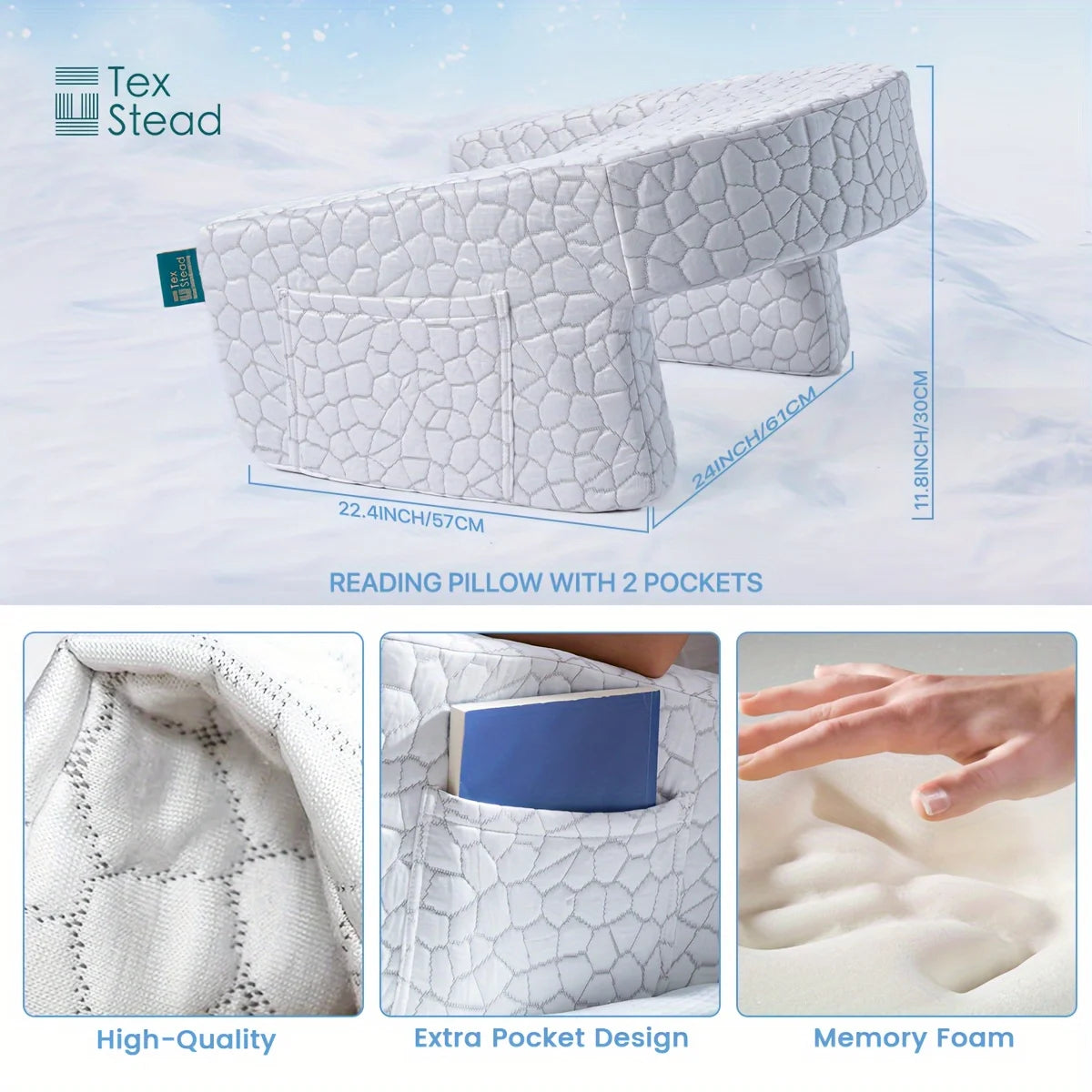 Experience Ultimate Comfort with Our Extra Large Memory Foam Reading Pillow - Perfect for Gaming and Working!