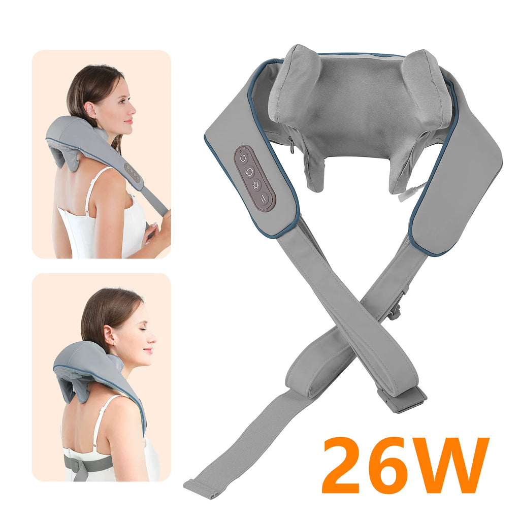 Revitalize Your Day with the 26W Wireless Neck and Shoulder Massager - Ultimate Kneading Relief for Trapezius and Cervical Tension