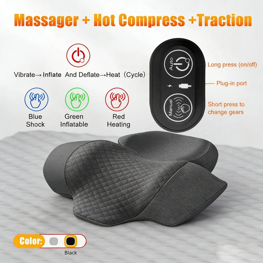 Revolutionary Electric Neck Massager Pillow with Soothing Heat, Vibration, and Cervical Stretching for Ultimate Comfort and Relief