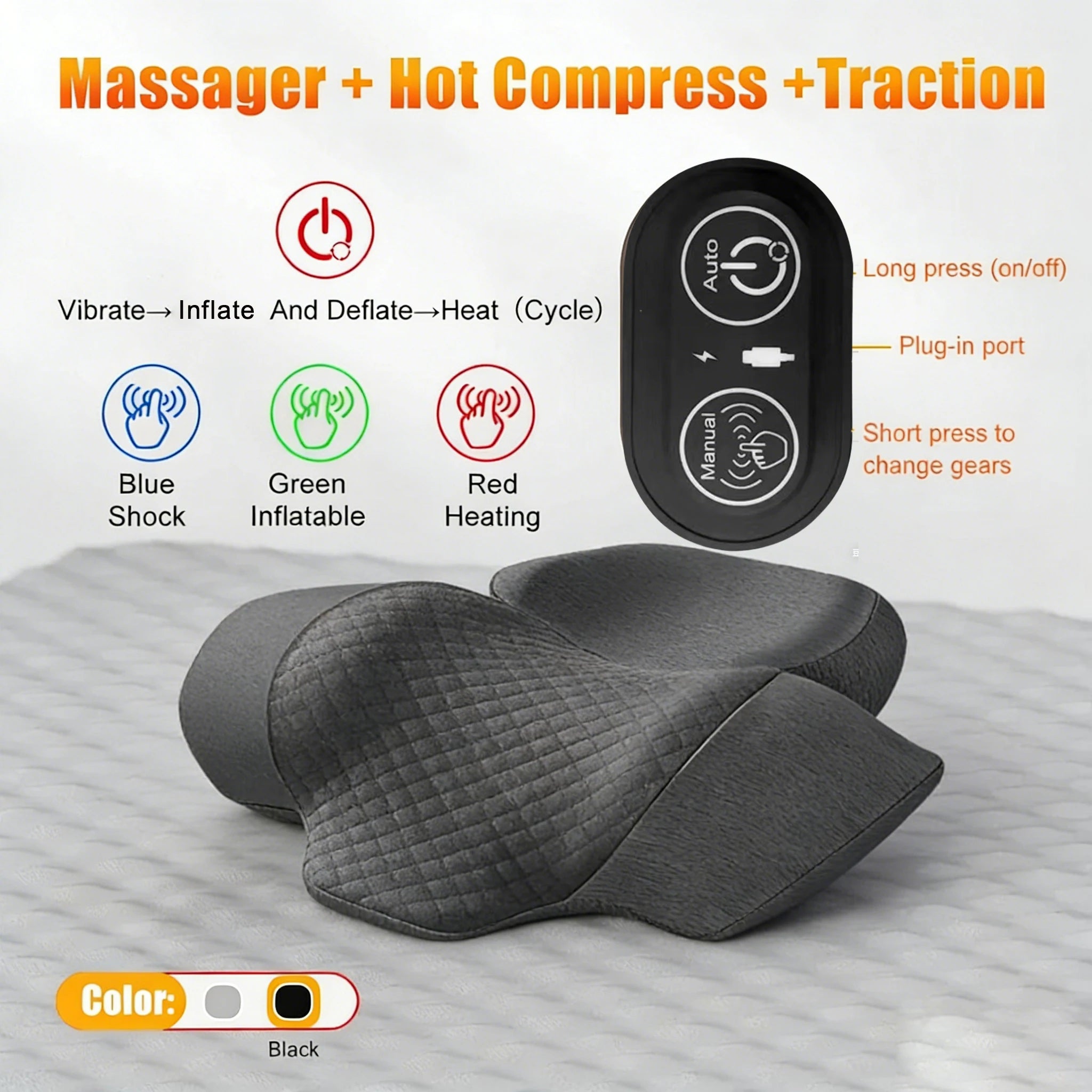 Revolutionary Electric Neck Massager Pillow with Soothing Heat, Vibration, and Cervical Stretching for Ultimate Comfort and Relief