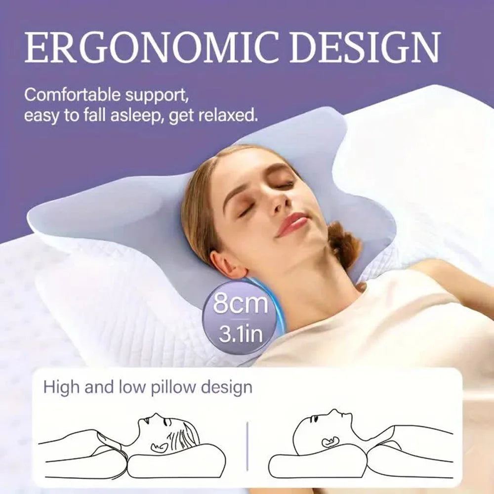 Transform Your Sleep with Our Butterfly Shaped Memory Foam Cervical Pillow - Ultimate Neck Support for Pain Relief and Relaxation