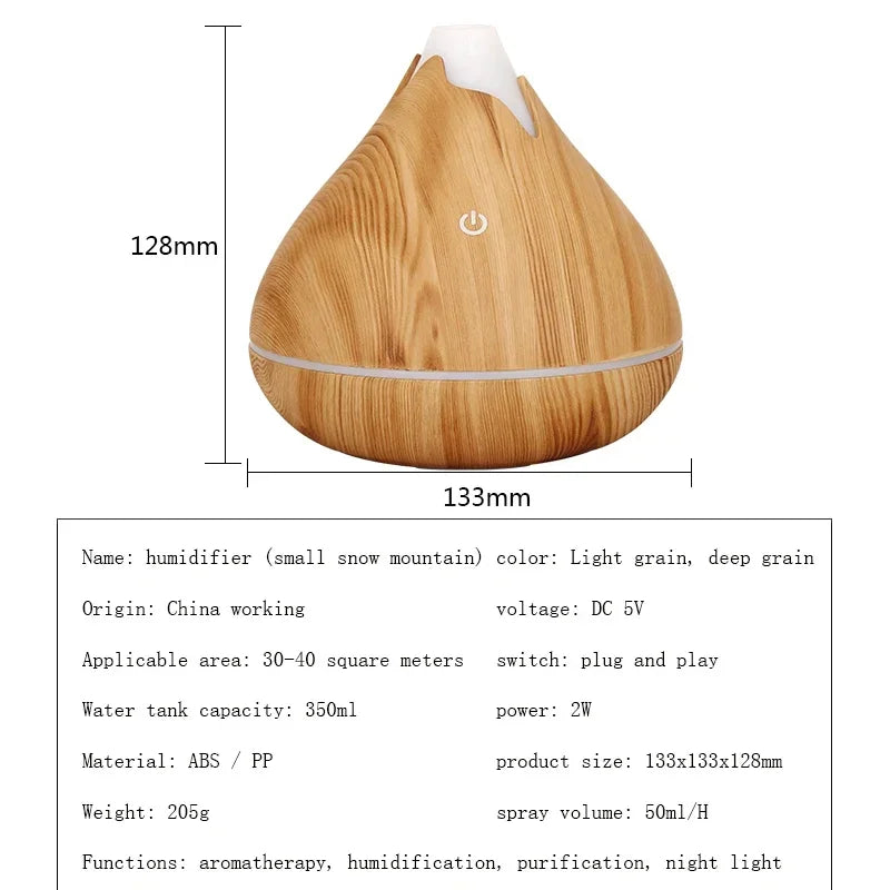 Elevate Your Space with the 350ML Ultrasonic Essential Oil Diffuser - Remote Control & 7-Color LED Light