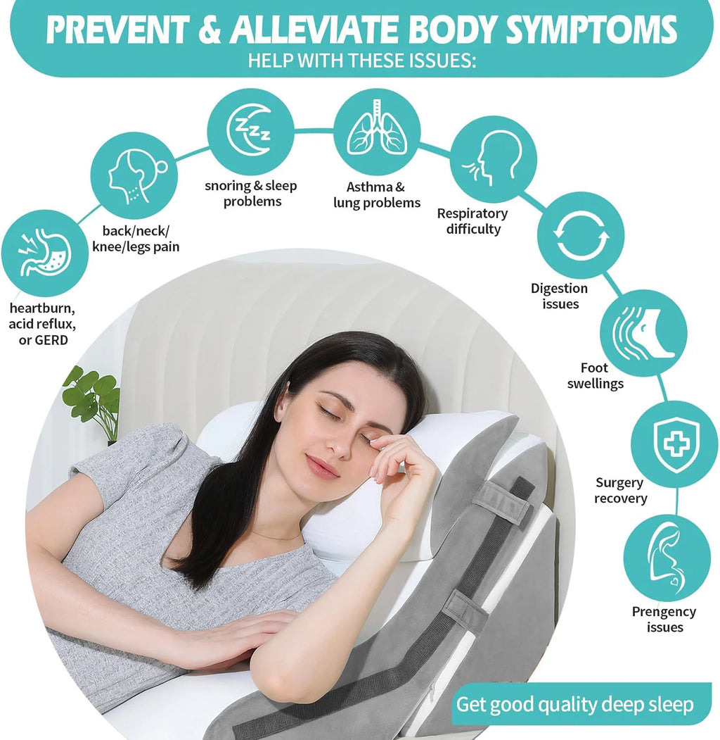Revolutionary 3-in-1 Memory Foam Wedge Pillow Set for Ultimate Neck, Back, and Shoulder Pain Relief - Your Solution to Anti-Acid Reflux Comfort