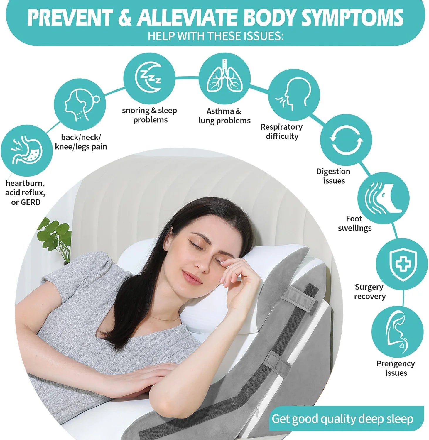 Revolutionary 3-in-1 Memory Foam Wedge Pillow Set for Ultimate Neck, Back, and Shoulder Pain Relief - Your Solution to Anti-Acid Reflux Comfort