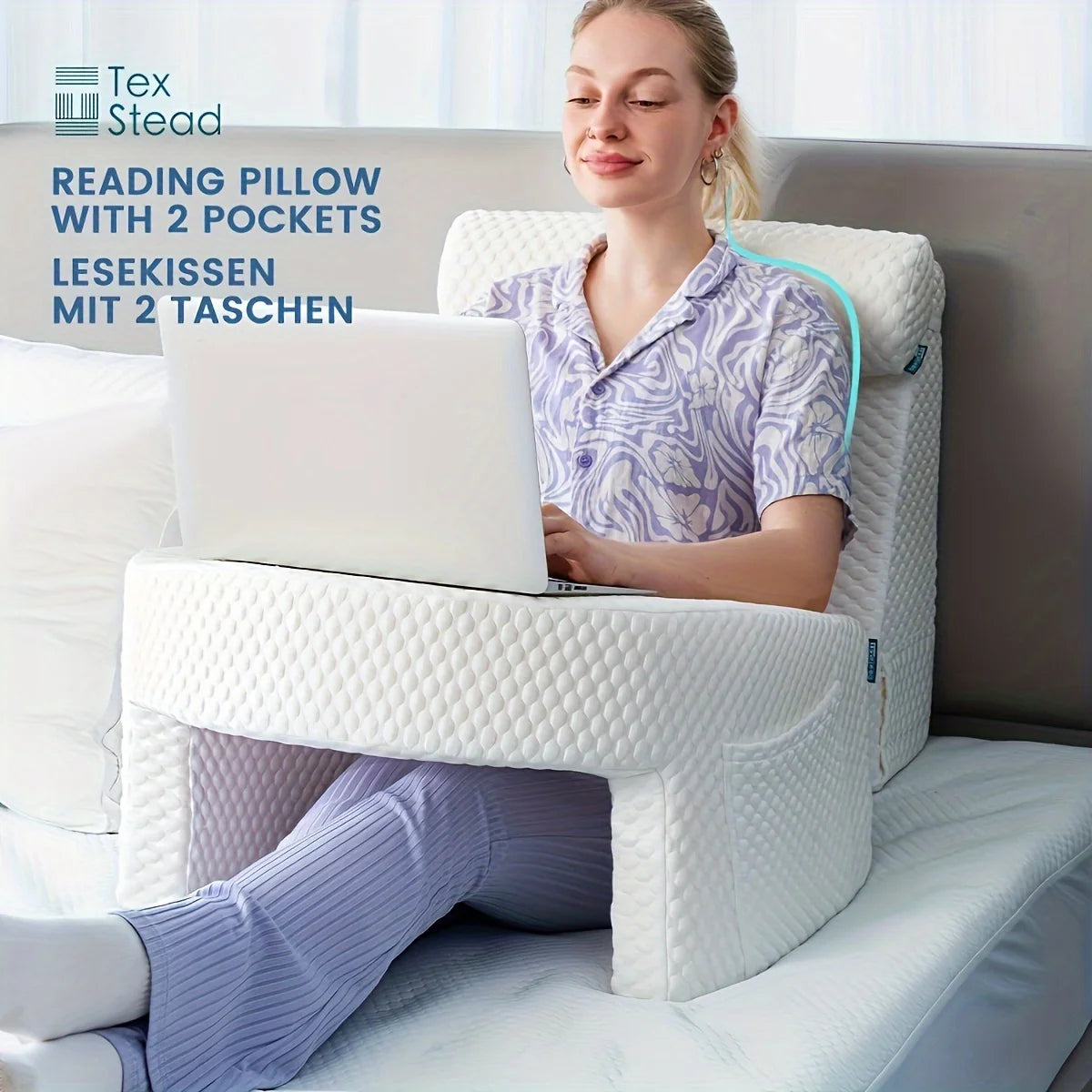 Experience Ultimate Comfort with Our Extra Large Memory Foam Reading Pillow - Perfect for Gaming and Working!