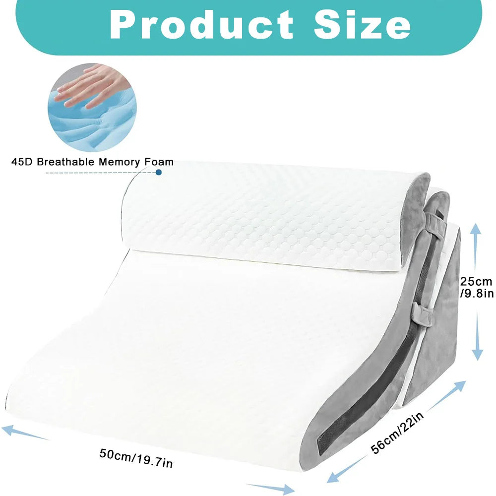 Revolutionary 3-in-1 Memory Foam Wedge Pillow Set for Ultimate Neck, Back, and Shoulder Pain Relief - Your Solution to Anti-Acid Reflux Comfort