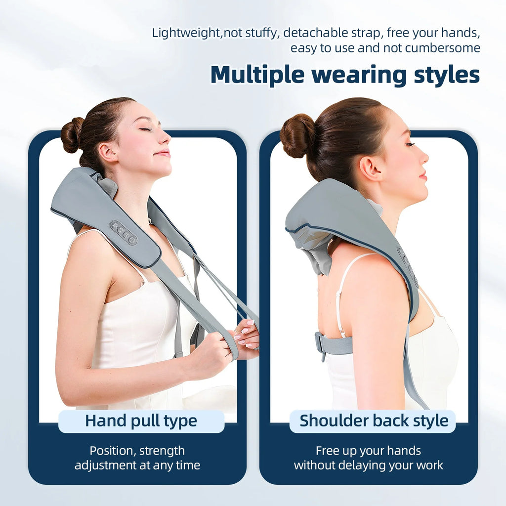 Revitalize Your Day with the 26W Wireless Neck and Shoulder Massager - Ultimate Kneading Relief for Trapezius and Cervical Tension