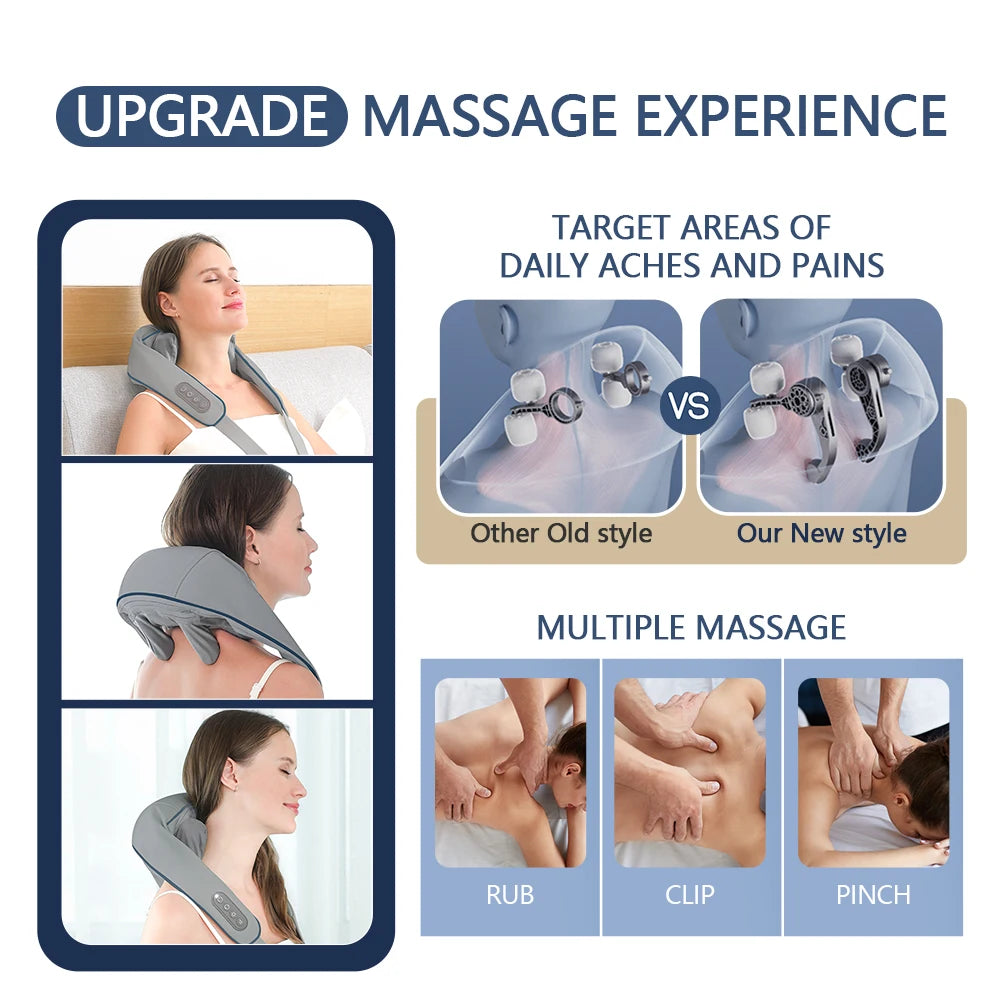 Revitalize Your Day with the 26W Wireless Neck and Shoulder Massager - Ultimate Kneading Relief for Trapezius and Cervical Tension