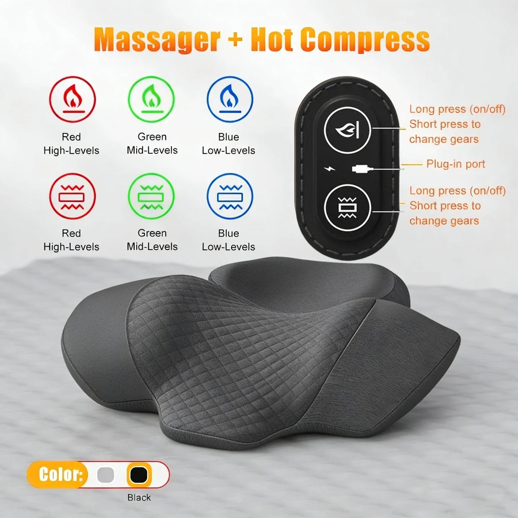 Revolutionary Electric Neck Massager Pillow with Soothing Heat, Vibration, and Cervical Stretching for Ultimate Comfort and Relief