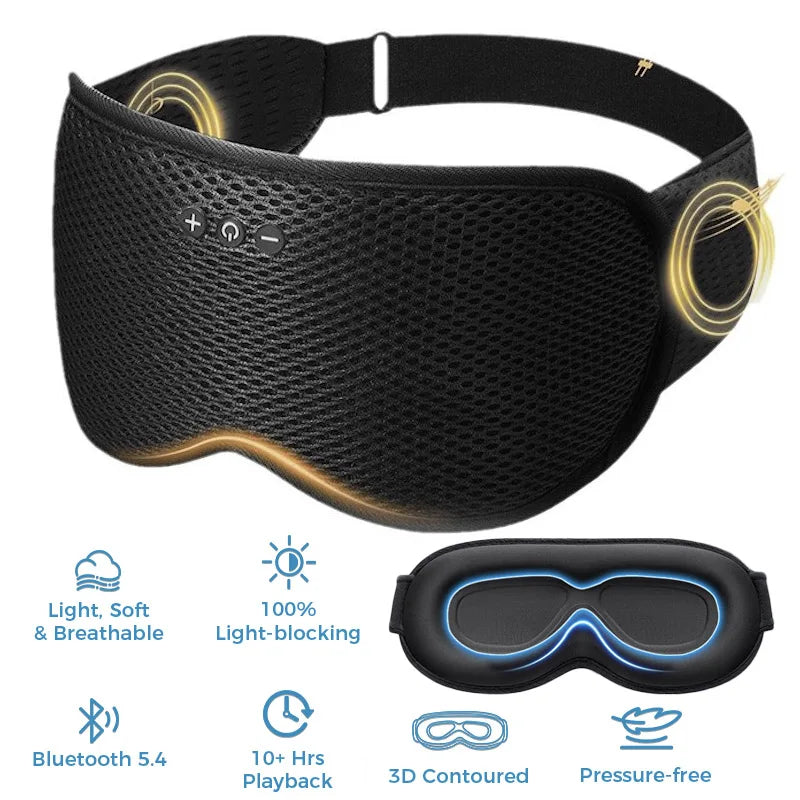 Discover the Ultimate 3D Bluetooth Wireless Sleeping Headphones with Adjustable Blindfold - Soft, Washable, and Perfect for Handsfree Calling!