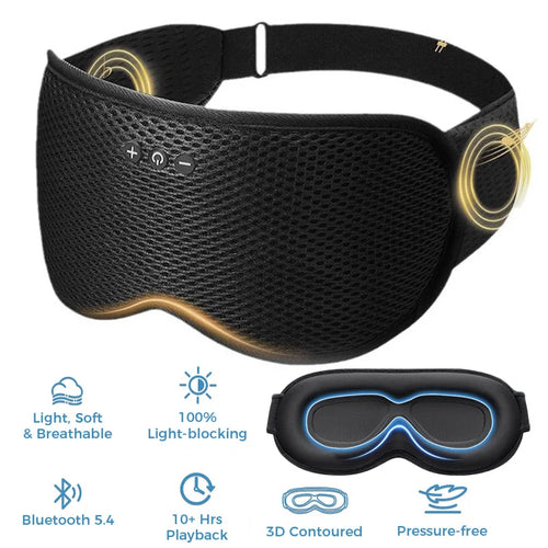 Discover the Ultimate 3D Bluetooth Wireless Sleeping Headphones with Adjustable Blindfold - Soft, Washable, and Perfect for Handsfree Calling!