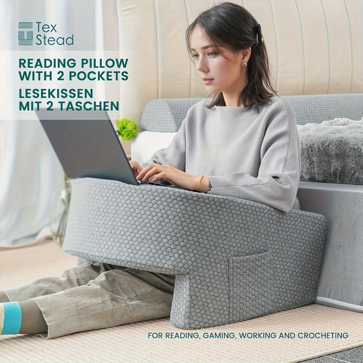 Experience Ultimate Comfort with Our Extra Large Memory Foam Reading Pillow - Perfect for Gaming and Working!