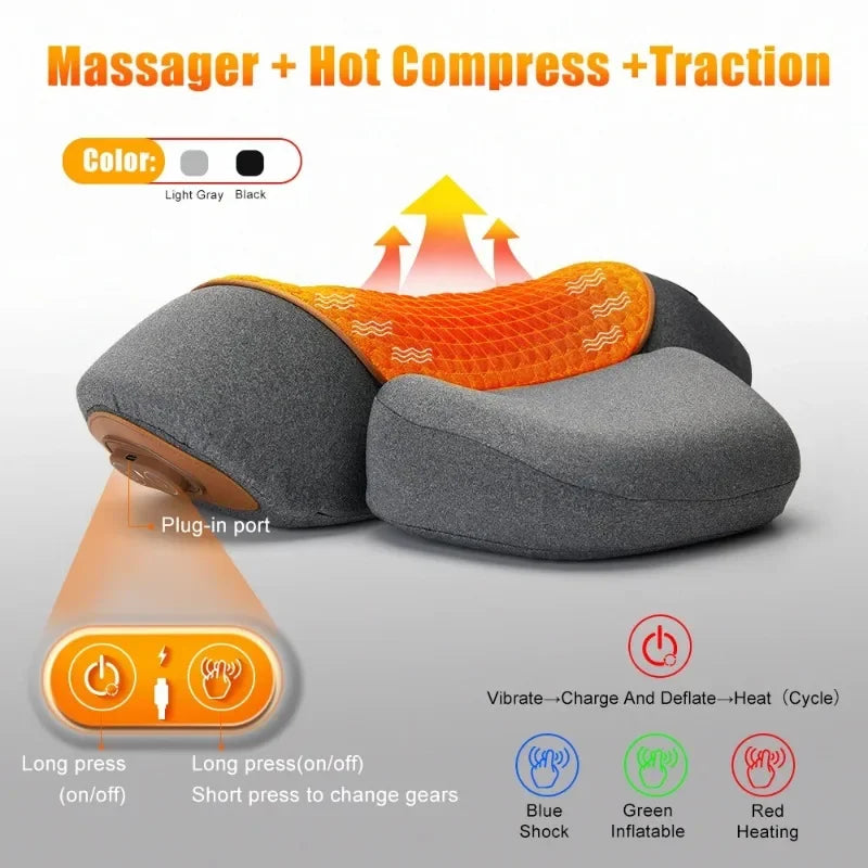 Revolutionary Electric Neck Massager Pillow with Soothing Heat, Vibration, and Cervical Stretching for Ultimate Comfort and Relief