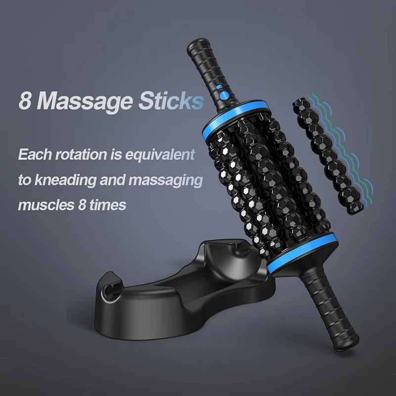 Rechargeable Cordless 360° Rolling Percussive Massager for Muscle Relaxation and Pain Relief in Back, Feet, and Legs