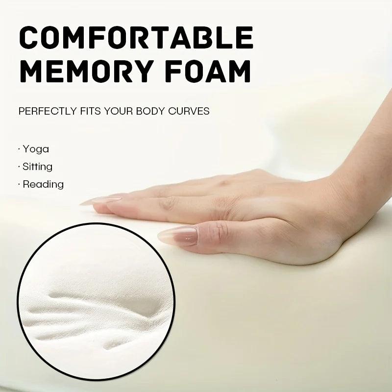 Memory Foam Meditation Cushion with Ergonomic Support | Gray Washable Zafu Pillow for Yoga, Sitting & Reading | Hip, Knee & Leg