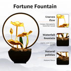 Tabletop Water Fountain USB Powered Relaxation Desktop Waterfall Fountain with Natural Rocks and LED Ring Lights for Home Decor